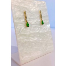 Σκουλαρίκια σε Χρυσό 14Κ - Δάκρυ με πράσινο ζιργκόν (μέρος σετ) (E308)